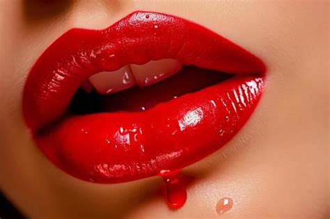 Premium Ai Image Woman Applying Red Lipgloss Closeup