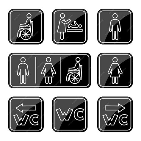 Toilettensymbole Mann Frau Rollstuhlfahrersymbol Und Babywechsel