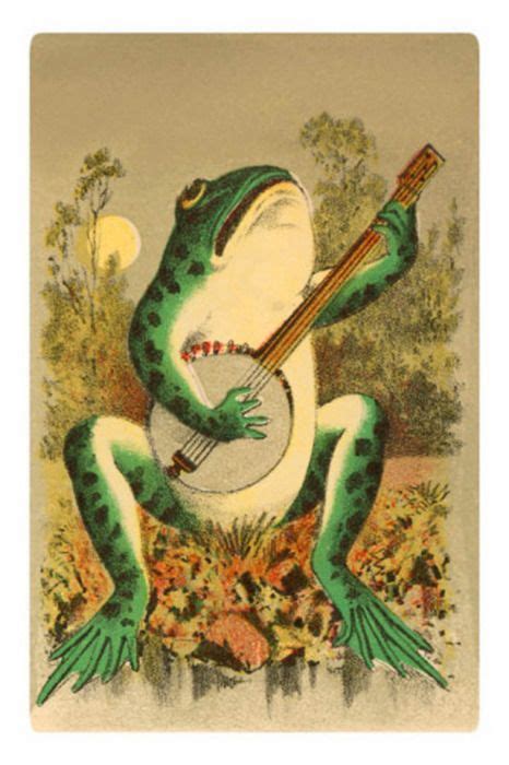 Banjo Playing Frog In The Moonlight Illustrator Unknown To Me Frog