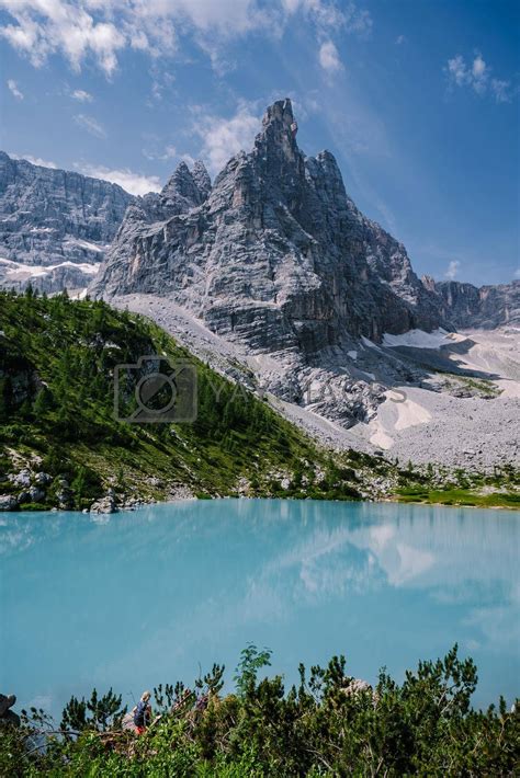 Morning With Clear Sky On Lago Di Sorapis In Italian Dolomitesmilky