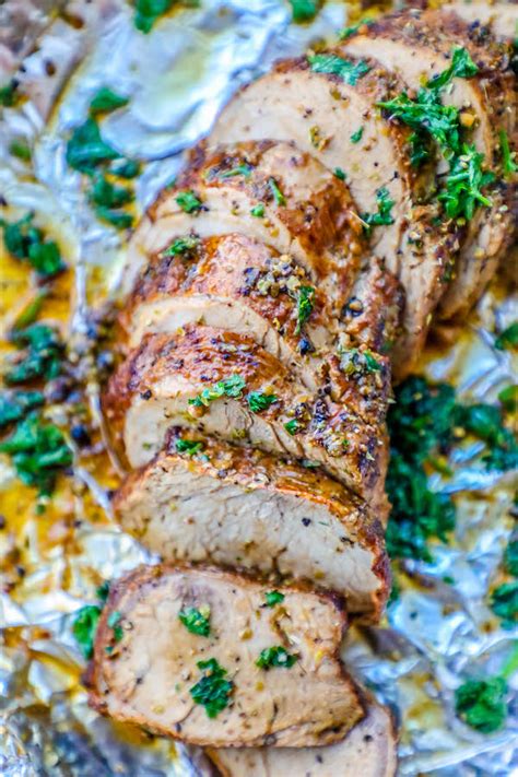 We love this pork loin roast stuffed with chopped apples, walnuts and cranberries. The Best Baked Garlic Pork Tenderloin Recipe Ever