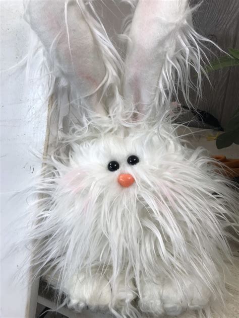 Large Fuzzy White Easter Bunny Keleas Florals