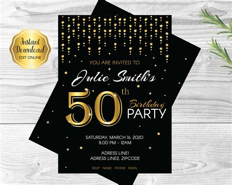50th Birthday Party Invitation Classic Design Funtastic Idea