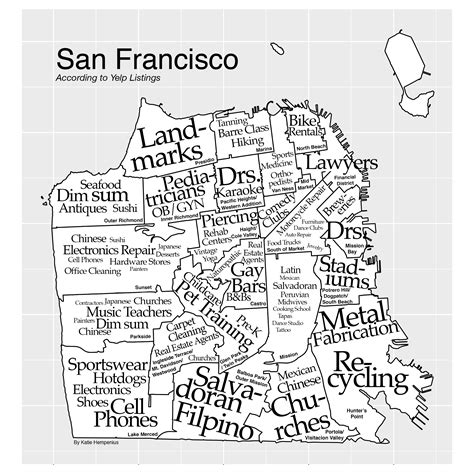 A Map Of San Francisco According To 30000 Yelp Listings