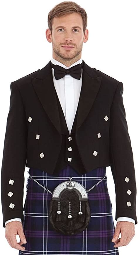 Buy Kilt Society Mens Scottish Black Prince Charlie Kilt Jacket And Vest