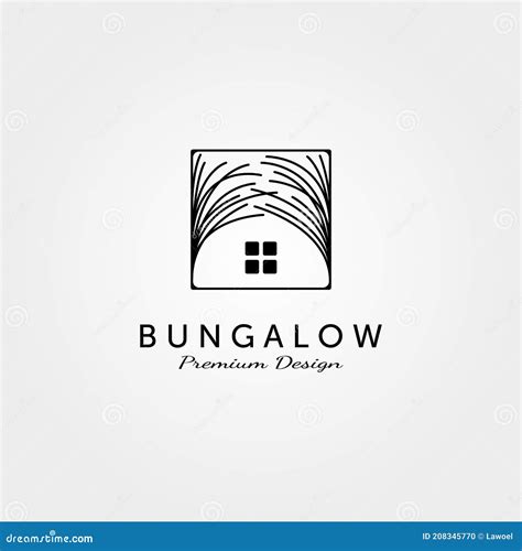 Bungalow House Nature Logo Line Art Vector Symbol Illustration Design