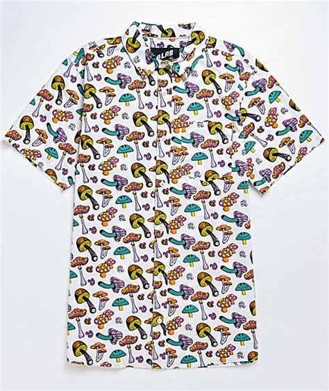 A Lab Shroomie White Short Sleeve Button Up Shirt