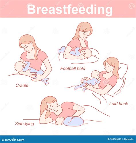 Breastfeeding Positions Set Mother And Baby Together Infographic For