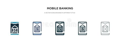 Mobile Banking Icon In Different Style Vector Illustration Two Colored