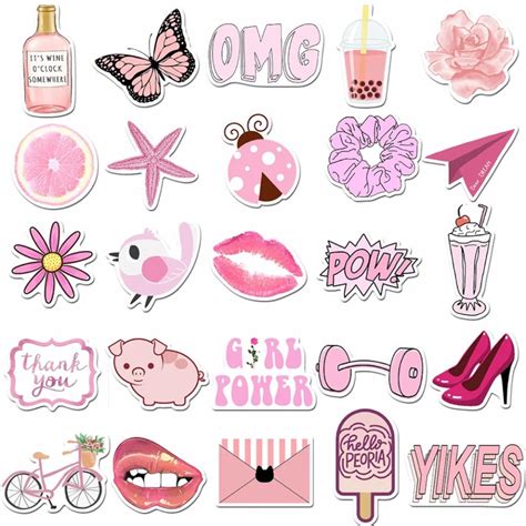 50 pack Pastell Pink Stickers Ästhetische Wasserfeste Etsy