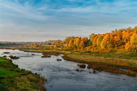 Premium Photo Autumn River Valley Landscape Latvia Kuldiga Europe