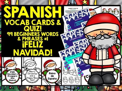 Spanish Vocabulary Christmas Games Cards And Quiz 1 Teaching Resources