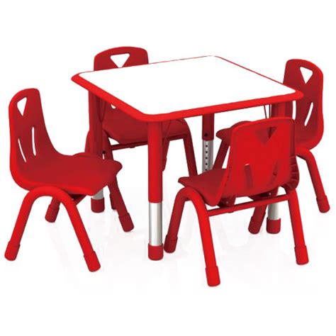 2xhome Red Kids Table And Chairs Set Height Adjustable Rectangle