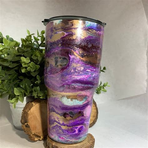 glitter and alcohol ink swirl tumbler etsy