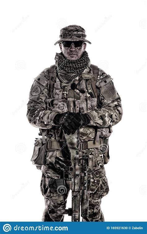 Army Special Forces Soldier Isolated Studio Shoot Stock Photo Image