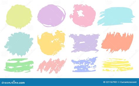 Brush Stroke Pastel Color Set Vector Hand Drawn Stock Vector