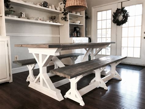 Kreg jig) the table turned out pretty well, though we probably should have waited until the wood dried a little bit more before assembling the table as there has been a bit. Ana White | Two Tone Weathered Gray X Farmhouse Table and ...