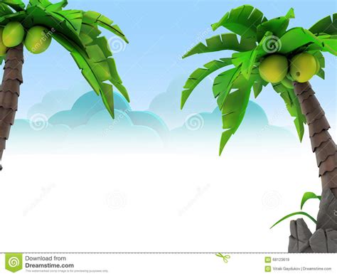 Two hundred years before newton columbus discovers gravity in the new world. Cartoon coconut palm stock illustration. Illustration of ...