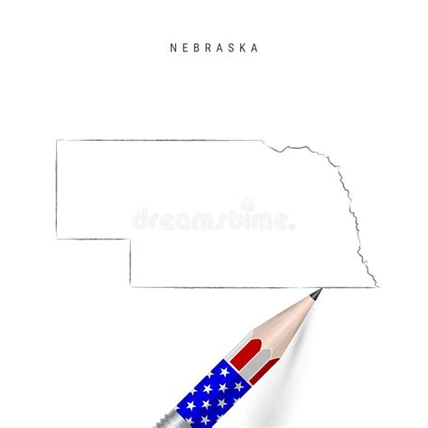 Nebraska Us State Vector Map Pencil Sketch Nebraska Outline Map With