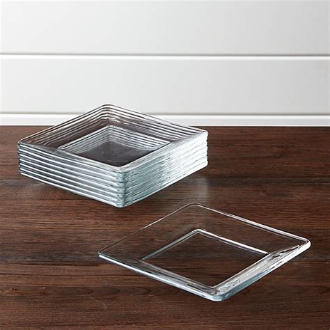 Stock up on extra plates to serve guests for glass plates are sturdier and more attractive than disposable paper plates and can be reused year after year. Tempo Square Glass Appetizer Plates Set of 8 | Crate and ...