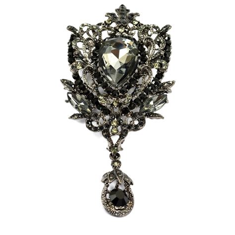 Black Brooch Cool Pins Beautiful Large Wedding Brooches For Women Rhinestone Flower Lapel Pins
