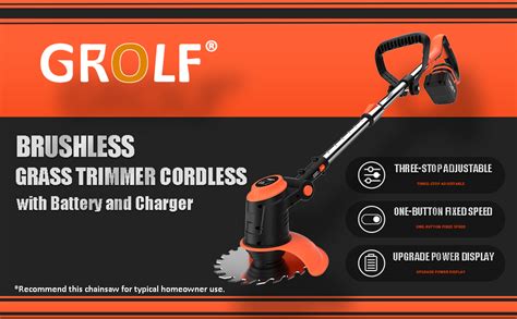 Grolf Grass Trimmer Cordless With Metal Blade Battery And Charger