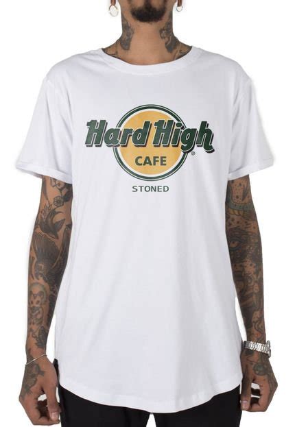 Camiseta Longline Stoned Hard High Cafe Branco Compre Agora Kanui