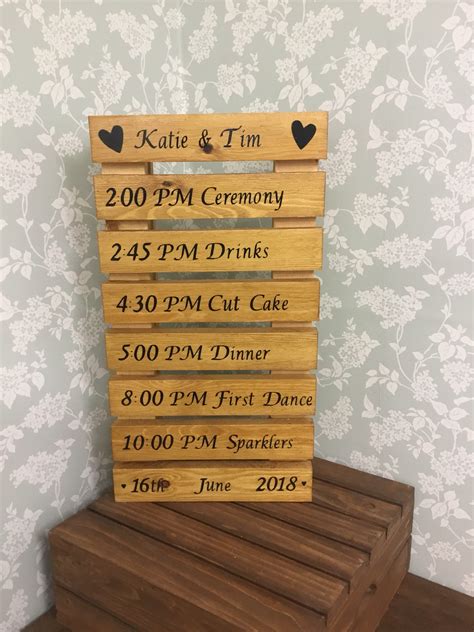 Personalised Rustic Order Of The Day Mini Wedding Pallet Etsy