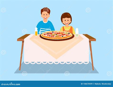 Sister And Brother Eating Dinner Flat Illustration Stock Vector Illustration Of Frutti Pink