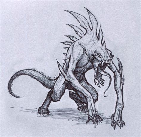 Reptile Creature By StilleNacht On DeviantART Mythical Creatures Art Creature Drawings
