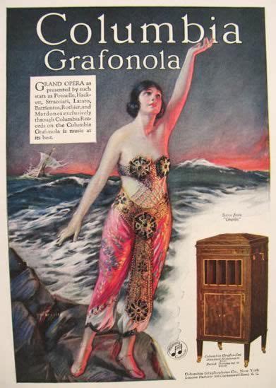 1920 Columbia Grafonola Ad ~ Oberon Opera Scene Vintage Radio Camera