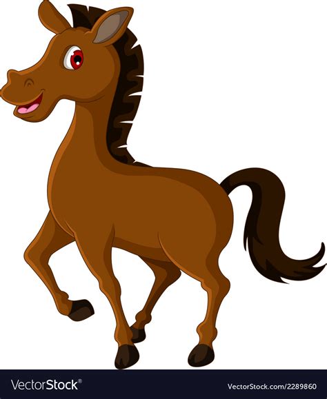 Cute Brown Horse Cartoon Royalty Free Vector Image