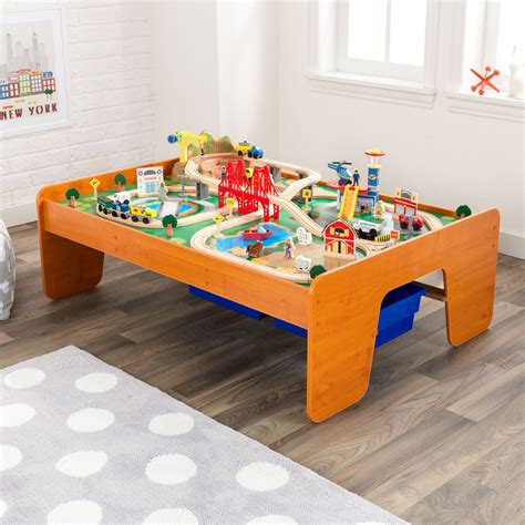 Kidkraft Ride Around Town Wooden Train Set And Table With Storage Bins