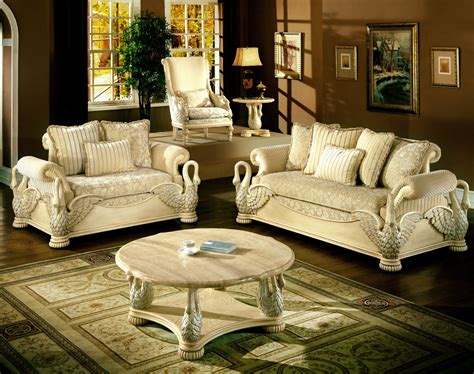 Luxury Living Room Set Traditional Antique White Sofa
