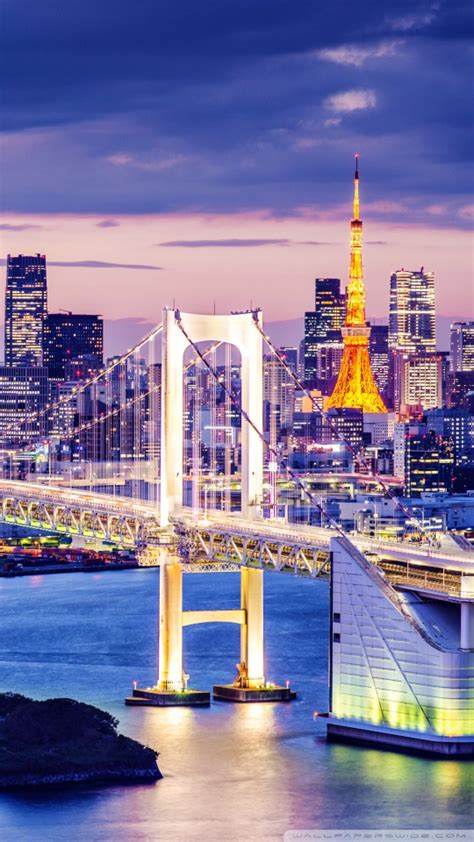 Rainbow Bridge Tokyo Japan Ultra Hd Desktop Background Wallpaper For