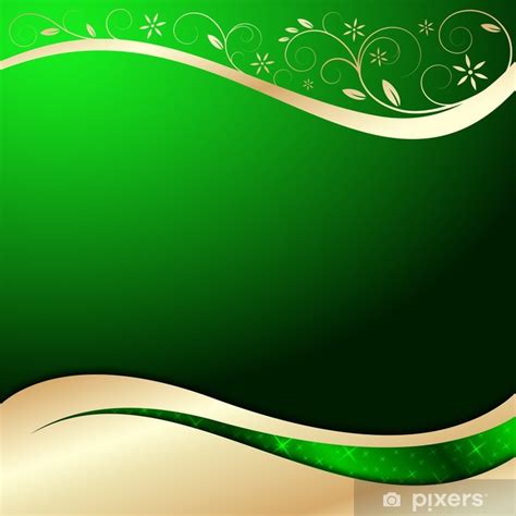 Poster Vector Background In Greengold With Floral Elements Pixersus