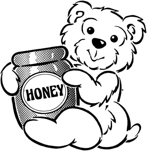 Bear And A Jar Of Honey Coloring Page Coloring Sky