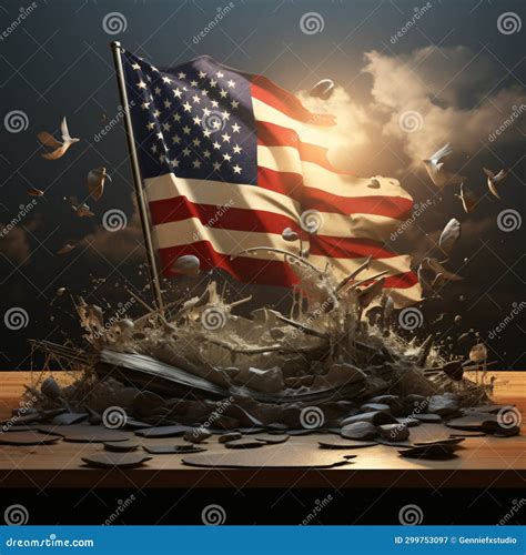 American Flag with an War Settings, Patriotic Remembrance Day Stock