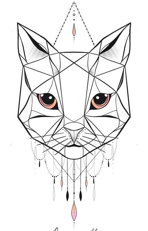 This Printable Cat Geometric Tattoo Design Is Available For Instant
