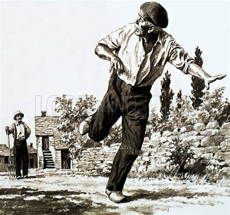An Old Man Running Away From A Farmer Stock Image Look And Learn
