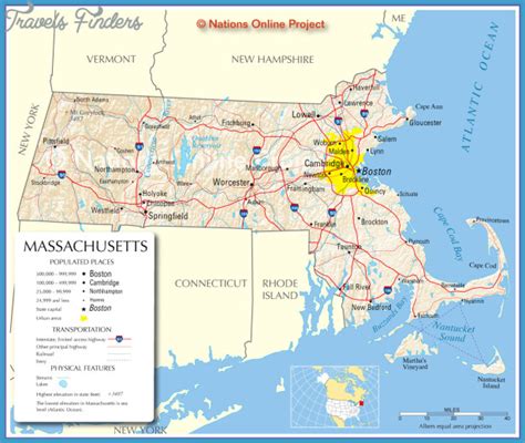 Massachusetts Map Travelsfinderscom