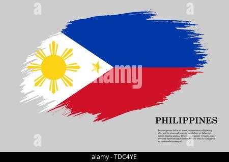 Flag Of Philippines Grunge Abstract Brush Stroke Isolated On A White