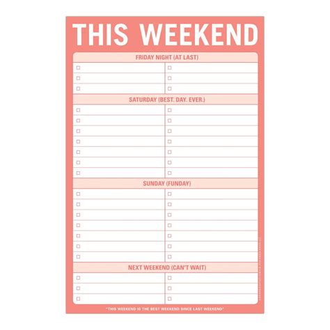 Weekend Schedule Template For Your Needs