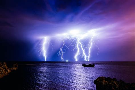 Australia Ocean The Storm Lightning Storm Night Clouds