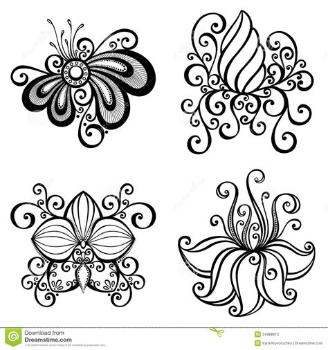 Art deco is sharp and based on straight lines and corners. Set Of Beautiful Deco Flowers Stock Vector - Image: 34988813