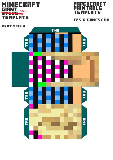 Minecraft Girl Printable Template Character 2 Of 4