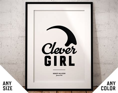 Jurassic Park Poster Quote Print Clever Girl T Etsy