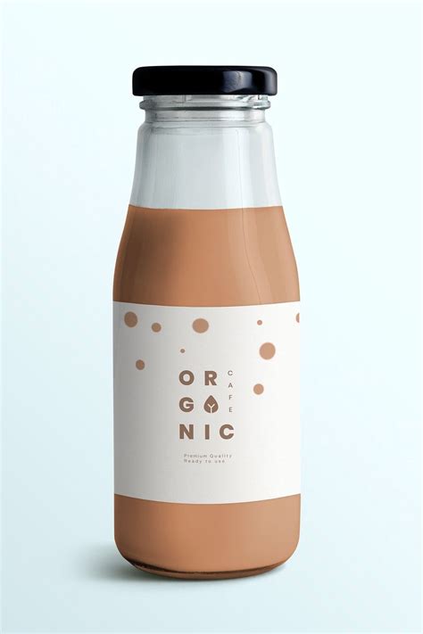 Download Download premium psd of Organic chocolate milk in a glass bottle mockup in 2020 | Organic milk ...