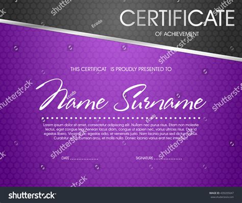 Purple Certificate Template 스톡 벡터 로열티 프리 439205047 Shutterstock