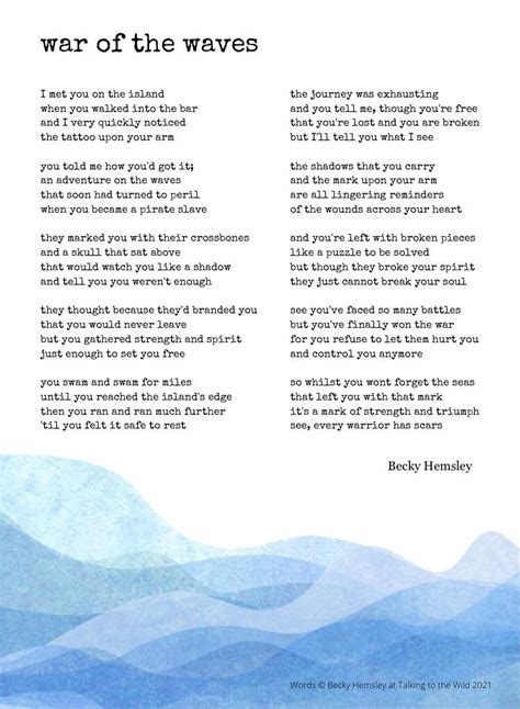 War Of The Waves Original Poem By Becky Hemsley At Talking To The Wild
